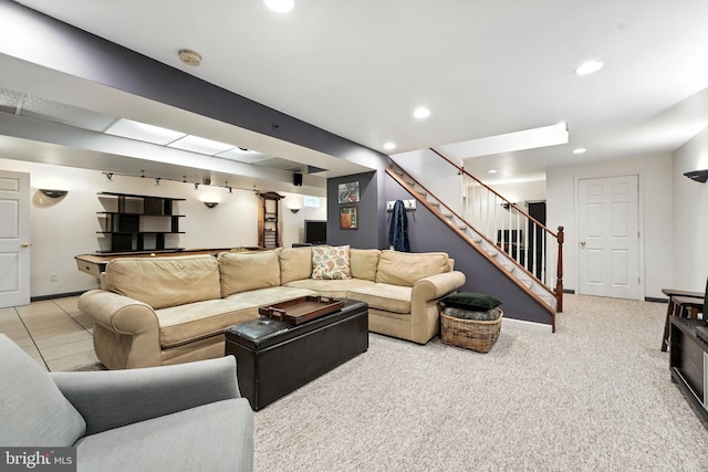 28 White Birch Blvd, Bear, DE 19701 - living area featuring stairs and recessed lighting