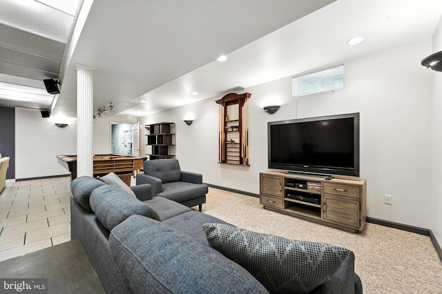 28 White Birch Blvd, Bear, DE 19701 - living room with billiards table, recessed lighting, and ornate columns