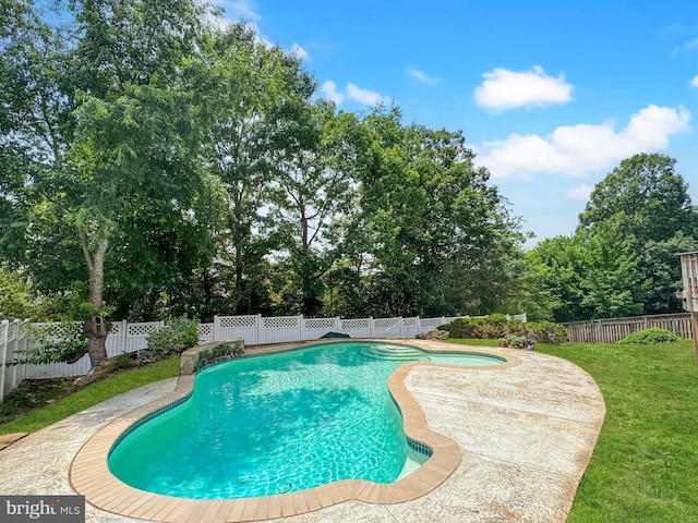 9659 Allegro Dr, Manassas, VA 20112 - view of pool with a fenced backyard, a patio area, and view of wooded area