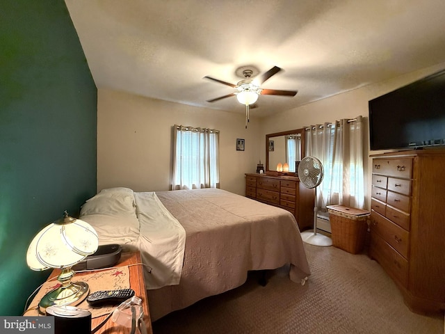 619 Penn Dr, Tamaqua, PA 18252 - carpeted bedroom with a baseboard radiator and ceiling fan