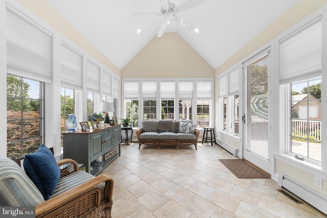 336 Lincoln Rd, Pilesgrove, NJ 08098 - sunroom / solarium featuring high vaulted ceiling and baseboard heating