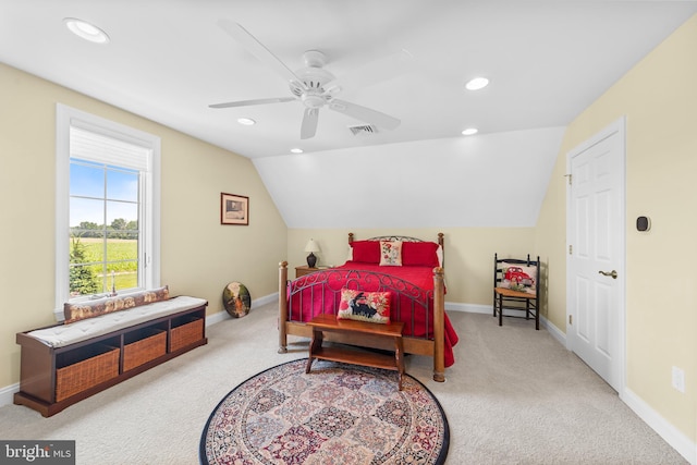 336 Lincoln Rd, Pilesgrove, NJ 08098 - carpeted bedroom featuring lofted ceiling, recessed lighting, and a ceiling fan