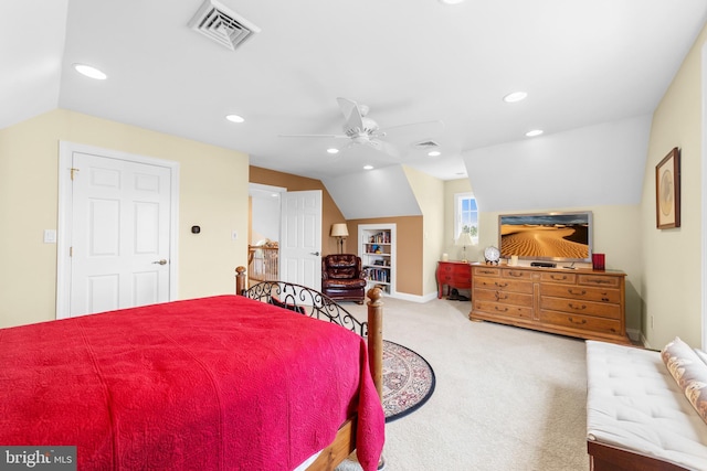 336 Lincoln Rd, Pilesgrove, NJ 08098 - carpeted bedroom with vaulted ceiling, recessed lighting, and a ceiling fan