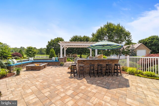 336 Lincoln Rd, Pilesgrove, NJ 08098 - view of patio / terrace featuring a fire pit and a pergola