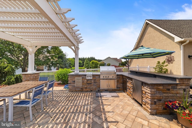 336 Lincoln Rd, Pilesgrove, NJ 08098 - view of patio / terrace with an outdoor kitchen, a pergola, and outdoor dining space
