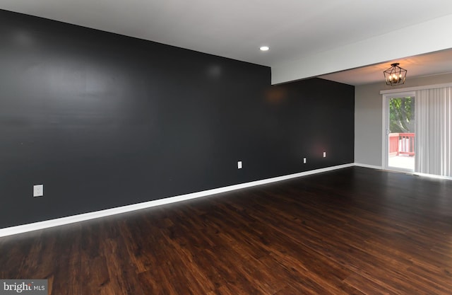754 Second St, Woodbury Heights, NJ 08097 - unfurnished room with wood finished floors, a chandelier, and recessed lighting