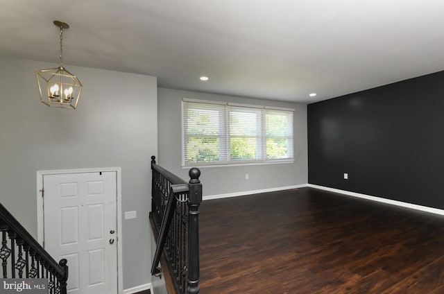 754 Second St, Woodbury Heights, NJ 08097 - entryway featuring a chandelier, wood finished floors, and recessed lighting