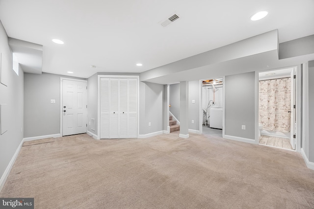 1305 Heather Hill Rd, Baltimore, MD 21239 - finished basement with carpet, recessed lighting, and stairway