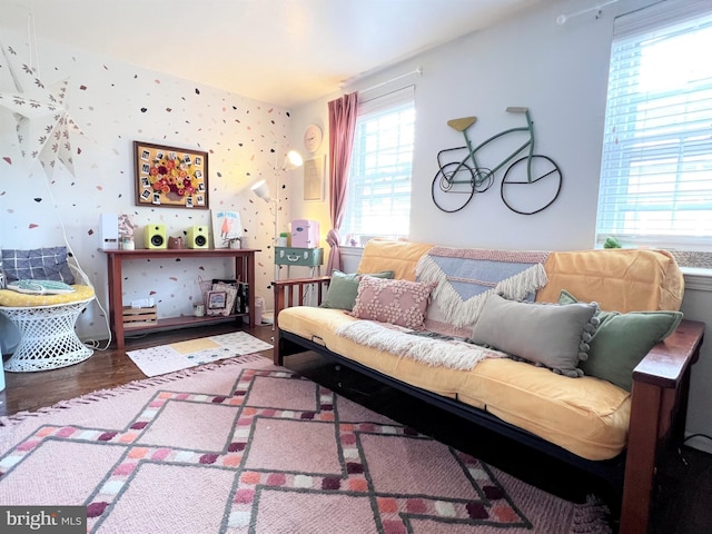 316-322 W Wildey St, Philadelphia, PA 19123 - living area with wood finished floors and wallpapered walls