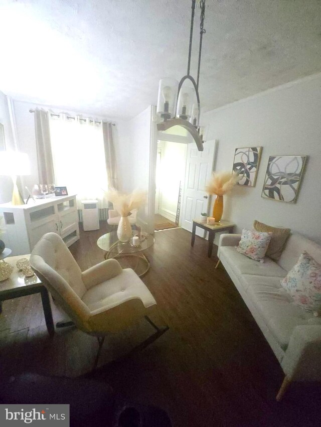 458 W Oley St, Reading, PA 19601 - living area featuring wood finished floors and a textured ceiling