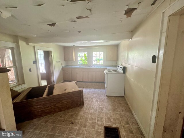219 E Pike St, Bellefonte, PA 16823 - kitchen with white electric range and baseboards