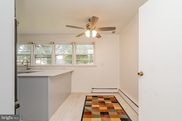 1916 Porter Ave, Suitland, MD 20746 - interior space featuring a baseboard radiator, ceiling fan, and light wood finished floors