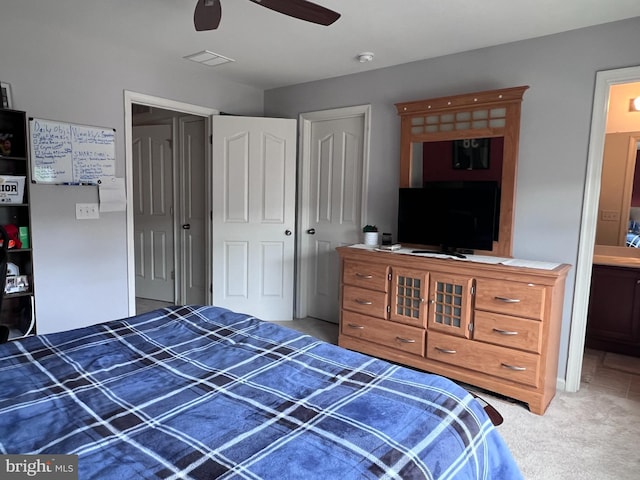 108 Creekside Way, Burlington, NJ 08016 - bedroom with light carpet, a ceiling fan, and a closet