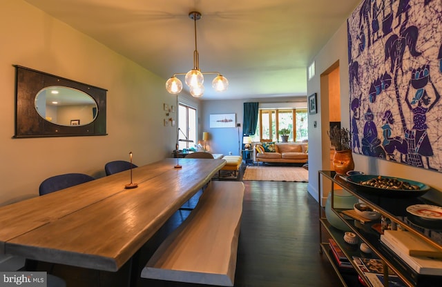 513 N E Ave, Wenonah, NJ 08090 - dining area with dark wood finished floors and a chandelier