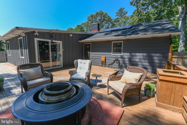 513 N E Ave, Wenonah, NJ 08090 - wooden deck with an outdoor living space with a fire pit