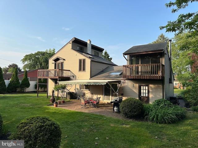 607 Cembra Ct, Feasterville Trevose, PA 19053 - rear view of property with a lawn, a patio, a chimney, and a shingled roof