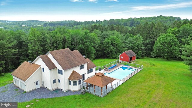 132 Sycamore Dr, Palmerton, PA 18071 - aerial view of property and surrounding area with a heavily wooded area and a pool area