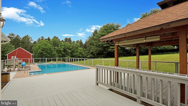 132 Sycamore Dr, Palmerton, PA 18071 - view of swimming pool featuring a yard and a wooden deck