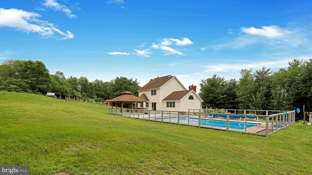 132 Sycamore Dr, Palmerton, PA 18071 - view of swimming pool featuring a gazebo and a lawn