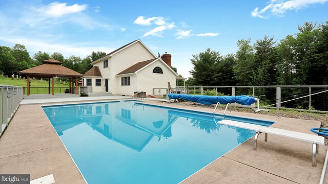 132 Sycamore Dr, Palmerton, PA 18071 - view of pool featuring a gazebo, a patio area, and a diving board