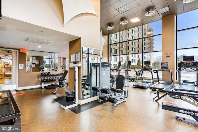 2451 Midtown Ave Unit 1323, Alexandria, VA 22303 - gym featuring a towering ceiling and baseboards