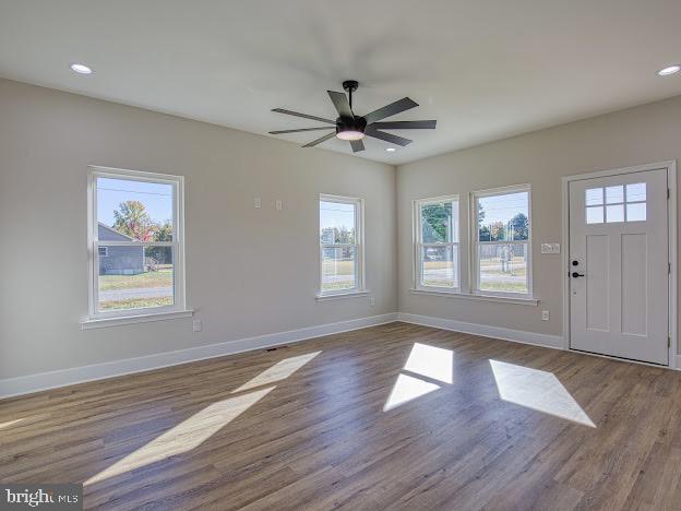 103 Woodland Dr, Montross, VA 22520 - foyer featuring healthy amount of natural light, wood finished floors, ceiling fan, and recessed lighting