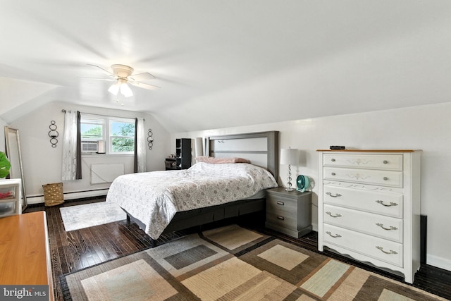 312 Wellington, Reading, PA 19609 - bedroom featuring lofted ceiling, a baseboard radiator, wood finished floors, a baseboard heating unit, and cooling unit