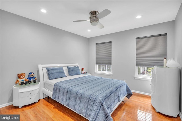 4002 Grenwich Ln, Mount Laurel, NJ 08054 - bedroom featuring light wood finished floors, ceiling fan, and recessed lighting