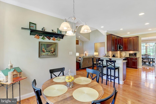 134 Woodhaven Dr, Gettysburg, PA 17325 - dining area with a chandelier, light wood-style floors, and recessed lighting
