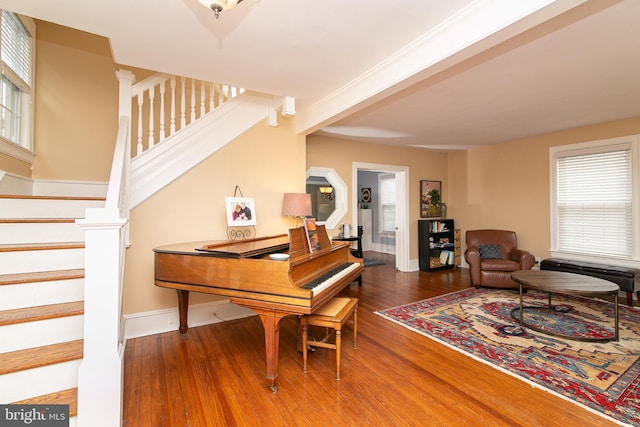 319 E Atlantic Ave, Haddon Heights, NJ 08035 - sitting room with stairway and wood finished floors