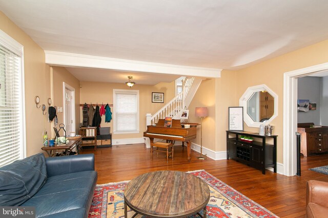 319 E Atlantic Ave, Haddon Heights, NJ 08035 - living area featuring stairs and hardwood / wood-style floors