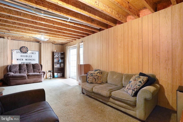 1143 Happy Ridge Dr, Front Royal, VA 22630 - carpeted living area with wooden walls
