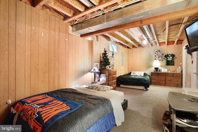 1143 Happy Ridge Dr, Front Royal, VA 22630 - carpeted bedroom featuring wooden walls