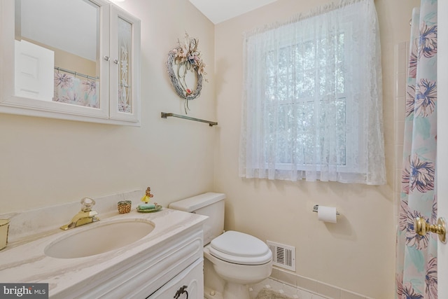 1202 Forestville Dr, Great Falls, VA 22066 - bathroom with vanity, tile patterned flooring, and a shower with shower curtain