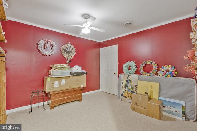1202 Forestville Dr, Great Falls, VA 22066 - recreation room with ceiling fan and carpet