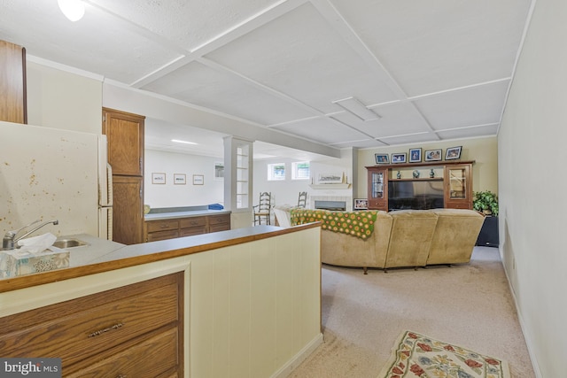 1202 Forestville Dr, Great Falls, VA 22066 - living area with a tiled fireplace and light carpet