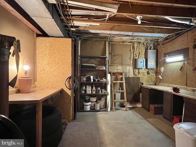 1202 Forestville Dr, Great Falls, VA 22066 - unfinished basement with a workshop area and electric panel