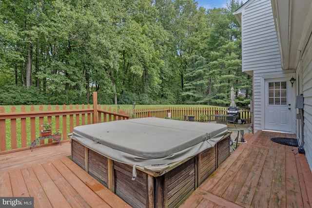 1202 Forestville Dr, Great Falls, VA 22066 - wooden deck featuring a hot tub