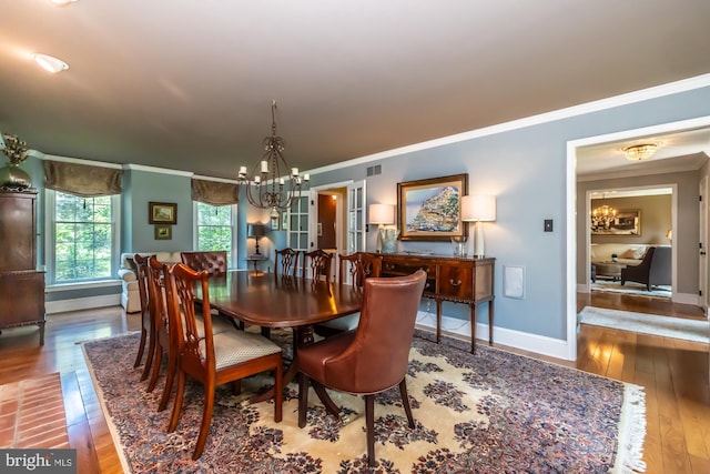 20 Mooney Ln, Chester Springs, PA 19425 - dining space with a chandelier, crown molding, and hardwood / wood-style flooring