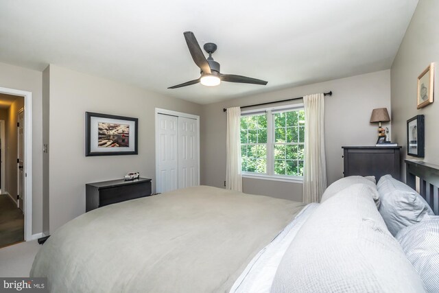 20 Mooney Ln, Chester Springs, PA 19425 - carpeted bedroom with a closet and a ceiling fan