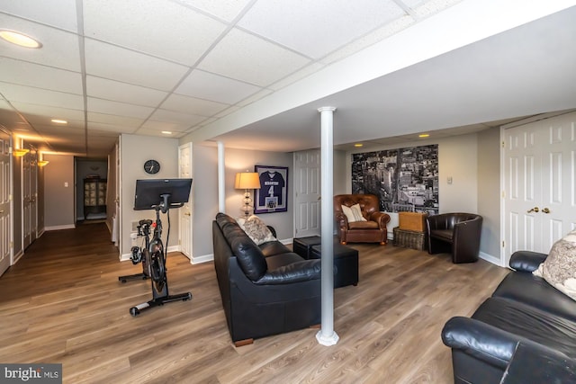 20 Mooney Ln, Chester Springs, PA 19425 - living area featuring wood finished floors, a paneled ceiling, and recessed lighting