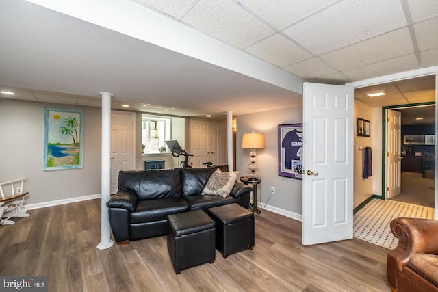20 Mooney Ln, Chester Springs, PA 19425 - living room featuring a paneled ceiling and wood finished floors