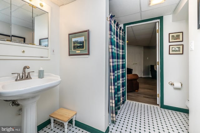 20 Mooney Ln, Chester Springs, PA 19425 - bathroom featuring a drop ceiling and a shower with shower curtain