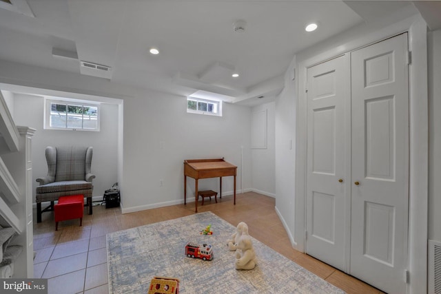 717 S Royal St, Alexandria, VA 22314 - basement featuring healthy amount of natural light, light tile patterned flooring, and recessed lighting