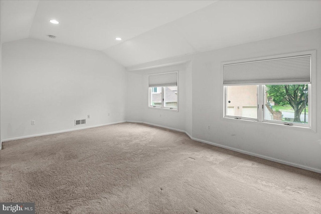 124 Kingsland Cir, Monmouth Junction, NJ 08852 - unfurnished room with lofted ceiling, carpet floors, and recessed lighting