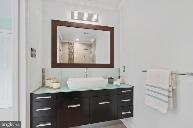 14309 Cervantes Ave, Darnestown, MD 20874 - full bathroom with ornamental molding, vanity, and a shower