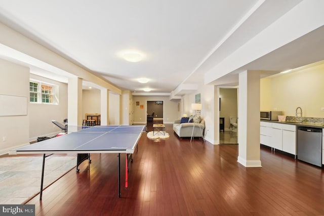14309 Cervantes Ave, Darnestown, MD 20874 - rec room featuring dark wood-style flooring and a sink