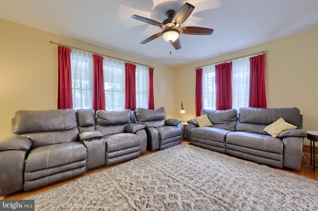 76 N Grant St, Manheim, PA 17545 - living room with wood finished floors and a ceiling fan