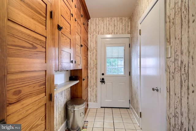 76 N Grant St, Manheim, PA 17545 - doorway to outside featuring wallpapered walls and light tile patterned floors