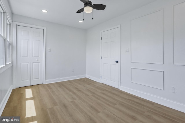 1700 Melbourne Rd, Baltimore, MD 21222 - unfurnished bedroom with recessed lighting, light wood-style floors, and ceiling fan